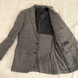 J. Crew Ludlow Sport Coat British Moon Wool Tweed Grey Herringbone Men 36s